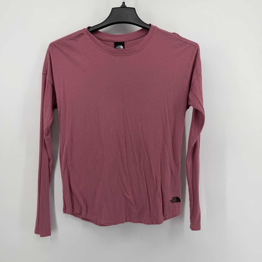 The North Face Long Sleeve Shirt Womens S Mauve Crew Neck Relaxed Cotton Modal